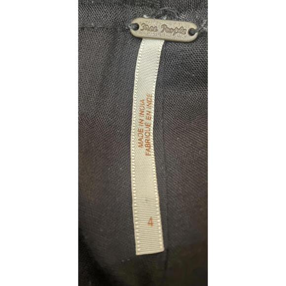 Free People Sz  4 Feel The Sun Linen Wide Leg Jumpsuit Romper Paisley Black - Picture 7 of 9